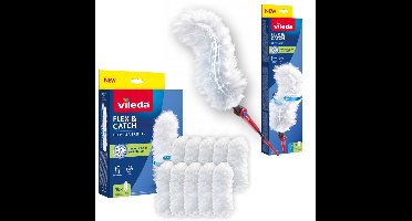 Vileda Flex&Catch Stofbezem - lange steel - 1+10 navulling inbegrepen - antislip