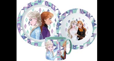 Disney Frozen Serviesset - Beker 260 ml - Diepe kom - Plat bord - 3 stuks - Voor verjaardagen en feestjes - Autumn Leaves - Voor kinderen - Voor meisjes