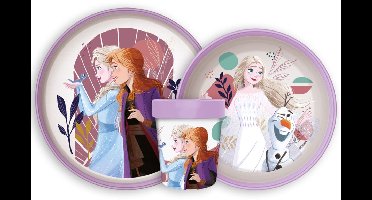 Disney Frozen Serviesset - Beker 260 ml - Diepe kom - Plat bord - 3 stuks - Voor verjaardagen en feestjes - Ice Magic - Voor kinderen - Voor meisjes