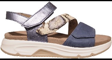 Gabor blauwe dames sandalen met slangenprint
