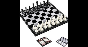 Zylo® Magnetisch Schaakspel - Magnetisch Schaakbord - Schaakbord - Zwart - 25cm x25cmm x3cm