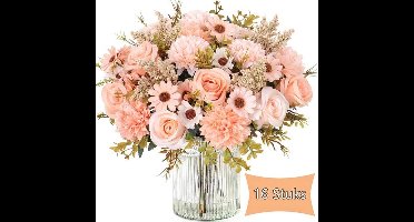 16 Bundels Kunstbloemen Kunstbloemen Als Echte Kunstboeket Zijden Kunstrozenboeket Kunstzijden Bloemen Voor Bruiloft, Feest, Huis, Keukendecoratie