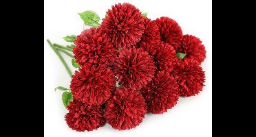 12 Stuks Kunst Hortensia Boeket - Zijden Chrysanten & Balbloemen | Realistische Bloemstukken voor Huiskamer/Tuin/Kantoor | Bruidsboeket & Tafeldecoratie | Stofvrij + Weerbestendig