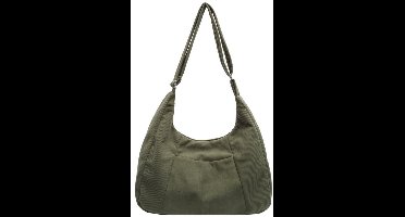 Dames Corduroy Schoudertas - Multifunctionele Halve Maan Tote Bag - Grote Capaciteit Reistas - Groen (39x44x15cm)