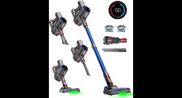 Draadloze Stofzuiger – Snoerloze Stofzuiger – Accu Stofzuiger – Handstofzuiger – Steelstofzuiger – Zelfstaand & Lichtgewicht – Krachtige Zuigkracht 40 kPa met LED-Verlichting