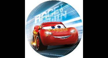 Disney Cars Papieren Borden - 20 cm - 8 stuks - FSC gecertificeerd - Wegwerp feestborden - Kinderfeest servies - Lightning McQueen print - Verjaardag tafel - Party decoratie - Rood