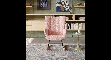 Fauteuil – Relaxstoel – Leunstoel – Zithoekstoel – Loungestoel – Roze Kleur – Hoogwaardig Schuim & Stevig Houten Frame