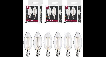 Filament 230 V LED kaars E14 E14 Set van 6 E14 35mm 2700K 6x2,7W 6x250lm 230V Helder
