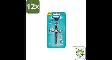 Gillette - Mach3 – Houder + 1 Mesje – 3-bladig - Voordeelverpakking - 12 stuks - Scheermes - Scheerbeurt