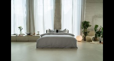 Kayori Saya Dekbedovertrek Katoensatijn - 200x200-220 + 2 slopen - Tweepersoons - Biologisch Katoen - Zilvergrijs