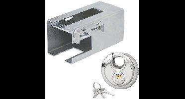 Proplus Aanhanger dissel slot - met discusslot van 90 mm - verzinkt staal - met 2 sleutels - zilver