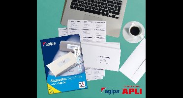 agipa universele etiketten, 45,7 x 16,9 mm, wit, permanent hechtend