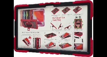 Samsung Galaxy Tab A7 (2020) T500/T505 10.4 met stand en rotatie + halsband rood zwart
