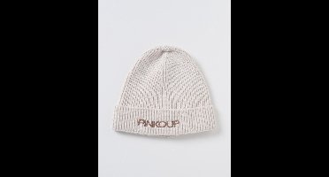 Ribbed Knit Beanie with Logo Kids - Yellow Cream Hats