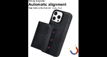 TUNIQ telefoonhoesje voor Apple iPhone 16 Pro Max - Afneembare pasjeshouder - Zwart