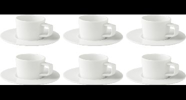 Palmer - White Delight - Koffie kop en schotel - 6 stuks - 15 cl - Wit - Porselein - Koffiekopjes