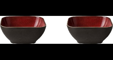 Palmer - Lava - Schaal - Kom - 2 stuks - 30 cl - 12 x 12 cm - Rood/Bruin - Stoneware - Bordenset