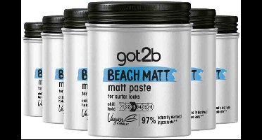 Got2b Beach Matt Paste - Haarstyling - Haarpaste - Matte Look - Chill Hold - Voordeelverpakking - 6x 100ml