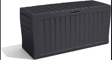 Marvel+ 270L Tuinopbergdoos - Grafietgrijs - Opbergdoos Tuin - Opbergruimte Buiten - Weerbestendig - Ruim en Praktisch - Ideaal Voor Tuinaccessoires - Waterdichte Opberging