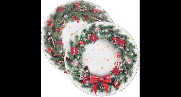 Home & Styling Kerst onderbord - Ø33 cm - Set van 2 stuks - Wit