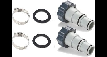 2x zwembadslangadapter met binnendraad om in te schroeven, Type A adapter geschikt voor Intex zwembaden, 2 stuk(s) zwembadslangadapter, zwembadslang, zwembad,（Met rubberen pad en ring）