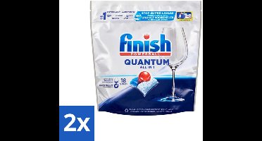 Finish Powerball - Quantum All in 1 - Vaatwastabletten - Stralende Glans - 18 Tabletten - Voordeelverpakking - 2 stuks