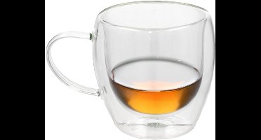 Gerimport Theeglazen Plano - 12x - dubbelwandig - borosilicaatglas - 250 ml - H9 cm - koffieglas