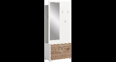 Polo garderobe opstelling 80x190cm wit, eik decor.