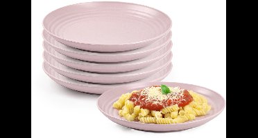 Plasticforte Rond bord/camping bord - 12x - D20 cm - roze - kunststof - onbreekbaar - servies