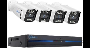 Beveiligingscamerasysteem - Bewakingscamera - Beveiligingscamera - 8CH 5MP Camera - Openlucht - NTSC,PAL - 4 stuks - Wit