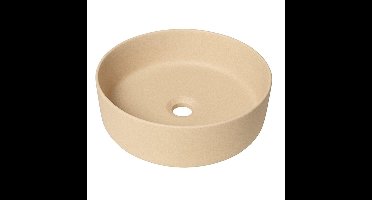 QeramiQ Dely waskom - 36x36x12cm - zonder overloop - rond - keramiek - mat beige