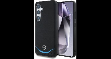Mercedes Hoesje Leder Contrasterend Blauw Horizontale Curve Voor Samsung Galaxy