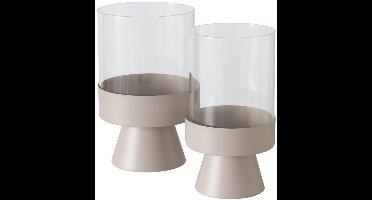 Boltze Lantaarn Pallas (Kroonluchter van gepoedercoat ijzer en helder glas, beige, rond, 2-delig) 2034703