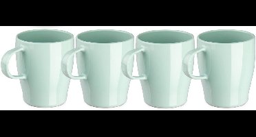 Plasticforte Bekers - 4x stuks - kunststof - groen - 300 ml - onbreekbare mokken - camping - kind