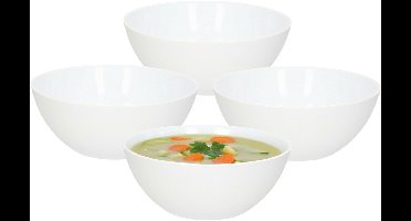 PlasticForte soepkommen - 8x - 950 ml - wit - kunststof - 17 x 7 cm - soeptassen