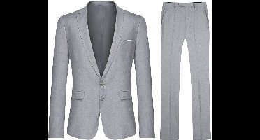 Allthemen Heren 2-Piece Slim Fit Pak - Tweeknoops Zakelijk Pak - S