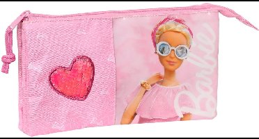 Pennenetui met 3 vakken Barbie Girl Roze 22 x 12 x 3 cm