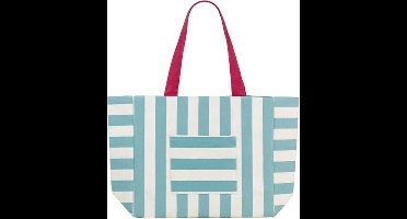 BECO Strandtas - Katoen - Gestreept - Aqua/wit