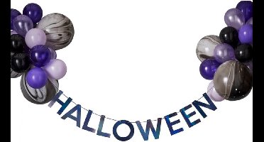 Halloween slinger set met zwarte en paarse ballonnen - Feestdecoratievoorwerp