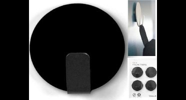 Magneet haak zwart (per4) D3.5 cm