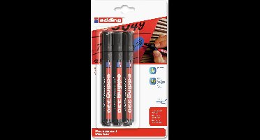 Edding 330 Permanent Marker Blister van 3 Zwart
