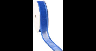 Satin edge Organzalint Kobaltblauw - 25 mm / 25 mtr.
