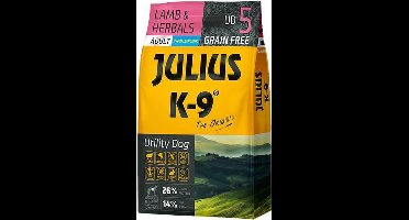 Julius K9 - Graanvrij en hypoallergeen hondenvoer - hondenbrokken op lam & aardappel basis - voor volwassen honden - 10kg