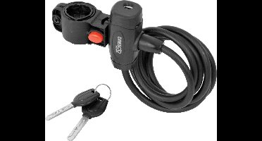 Dresco Kabelslot 150/8 - Spiraalslot - 150cm - Rond 8mm - Met steun - Matzwart