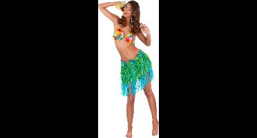 Vegaoo - Hawaïaanse rok in groen met blauw voor volwassenen