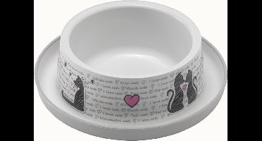 Flamingo Kattenvoerbak Cats in Love - Wit - 17 x 17 x 5.5 cm