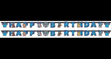 2x Paw Patrol themafeest wenslijn/letterslinger Happy Birthday 180 x 14 cm - Thema feest slinger voor kinderfeestje/verjaardag