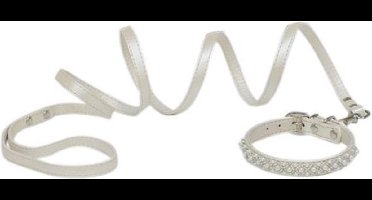 Croci hondenriem met halsband pearls parels wit - Default Title