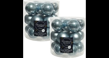 Decoris Kleine kerstballen - 36x st - lichtblauw - D4 cm - glas - kerstversiering
