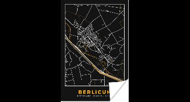 Poster Plattegrond - Kaart - Black & gold - Berlicum - Stadskaart - 20x30 cm